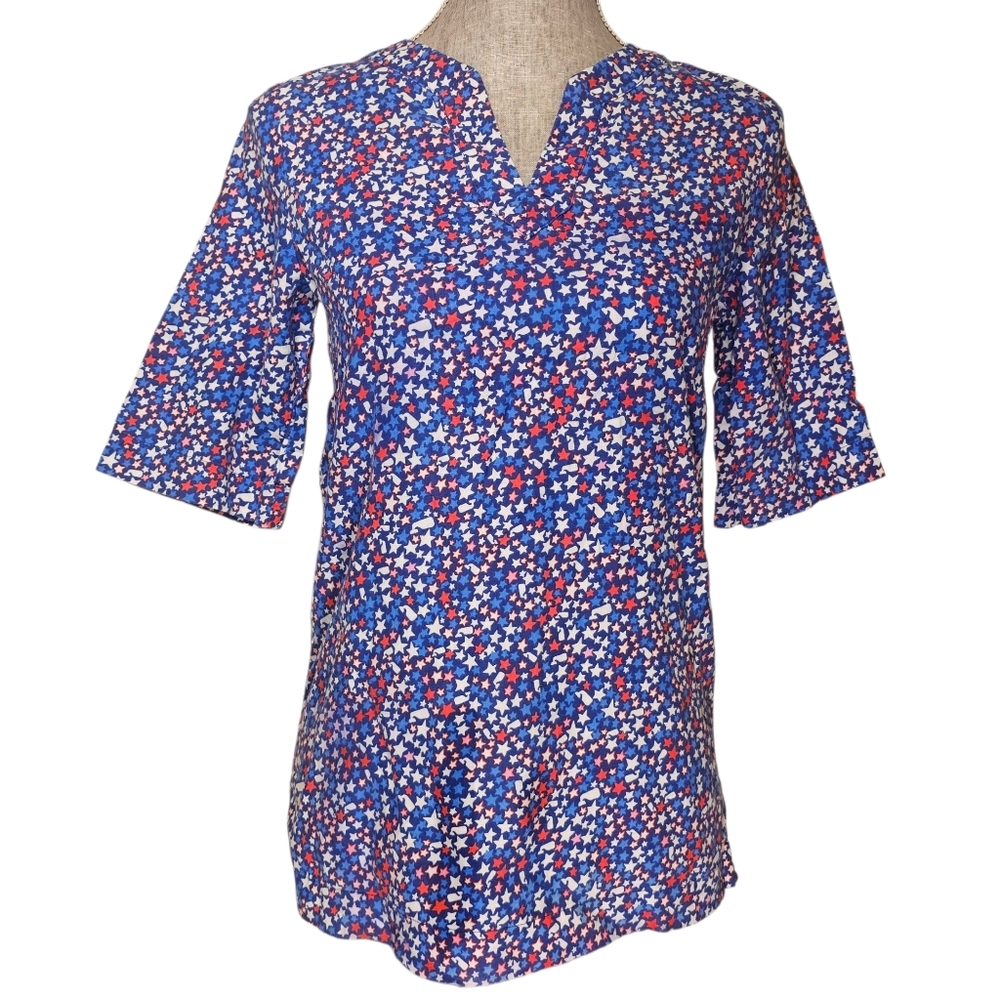 Vineyard Vines Tunic Top Size M Linen America Labor Day Red White Blue Patriotic